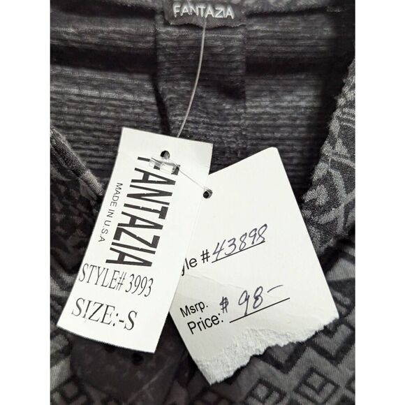 Fantazia Women's Gray & Black Geometric Pattern One-Button 3/4 Sleeve Jacket Siz - Picture 4 of 7